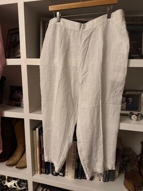Flax White Linen Crop Pants Sz L
